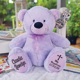 Lavender Bear 40cm Baptism Personalised on Feet