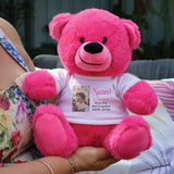 Personalised Memorial 30cm Hot Pink Teddy Bear with Photo Shirt