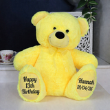 Personalised 30cm Yellow Bear 13th Birthday Message on Feet