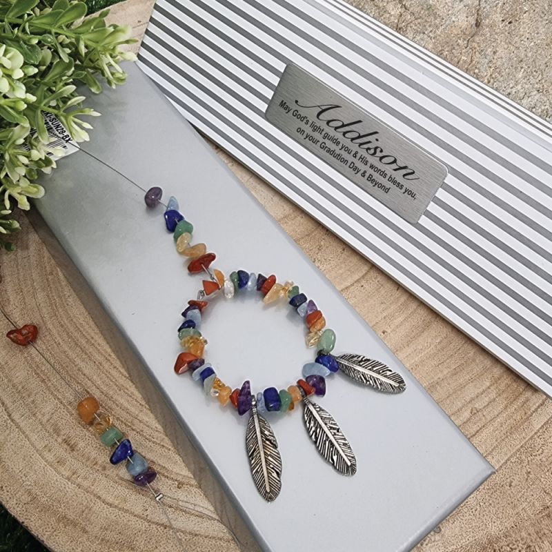 Graduation Gift Personalised Chakra Gemstone Suncatcher