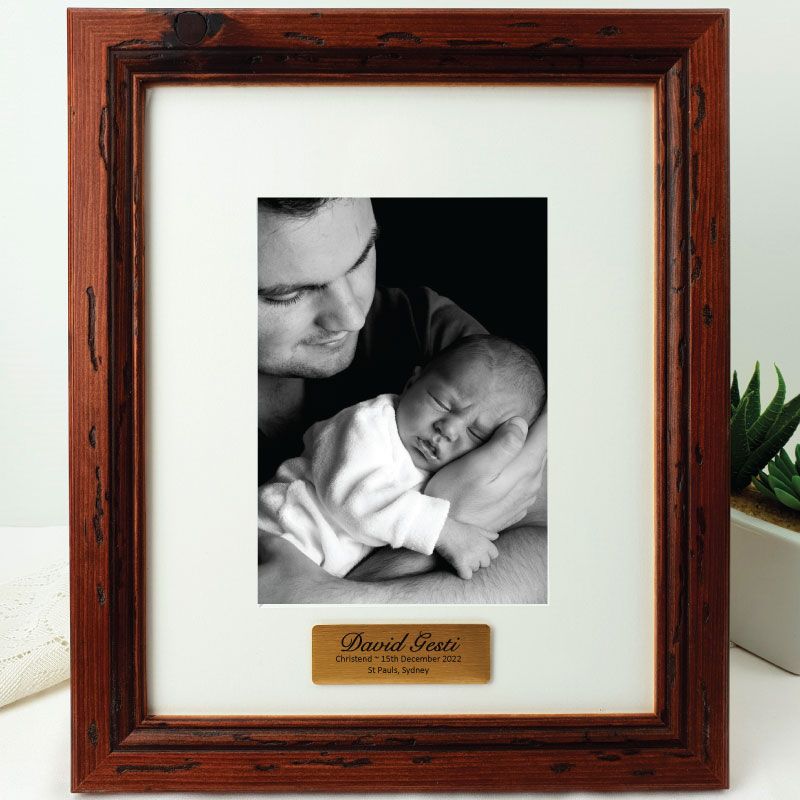 Christening Personalised Mahogany Timber Photo Frame