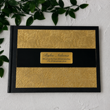 Christening Personalised Black & Gold Embossed Guest Book with Custom Plaque