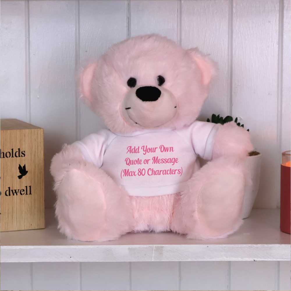 Light Pink Bear 23cm Custom Message On Shirt