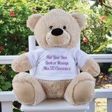 40cm Beige Zipper Bear with Shirt and Message Recorder Heart – Custom Message