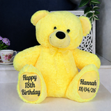 Yellow Bear 30cm 18th Birthday Personalised Message on Feet