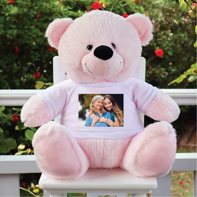 40cm Light Pink Memorial Bear with Personalised Photo Shirt
