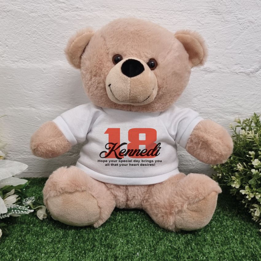 Beige Bear 30cm Personalised Shirt 18th Birthday