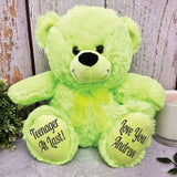 Personalised Lime Bear 30cm 13th Birthday Message on Feet