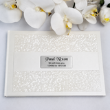 Personalised Cream Pebble Memorial Guest Book with Custom Plaque