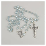 Personalised Blue Pearl Rosary Beads Gift Box with Custom Plaque