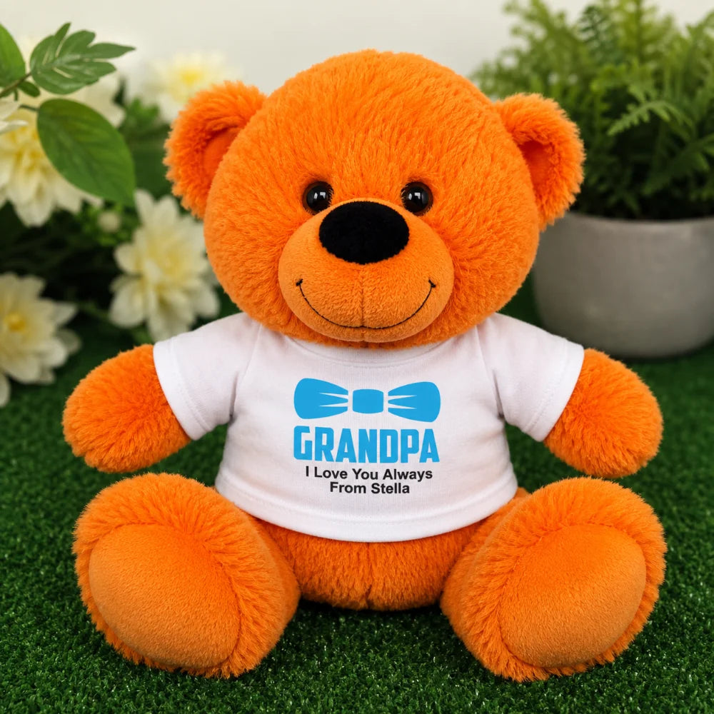 Orange Bear 30cm Grandad Personalised Message on Shirt