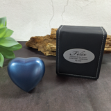 Memorial Heart Blue Urn 70mm with Personalised Plaque
