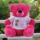 Personalised Memorial 40cm Hot Pink Teddy Bear with Photo Shirt