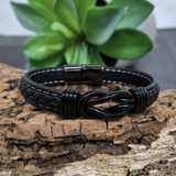 Birthday Personalised Black Knot Forever Linked Together Leather Bracelet Gift Box