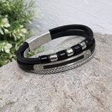100th Birthday Personalised Multilayer Leather & Steel Bracelet Gift Box