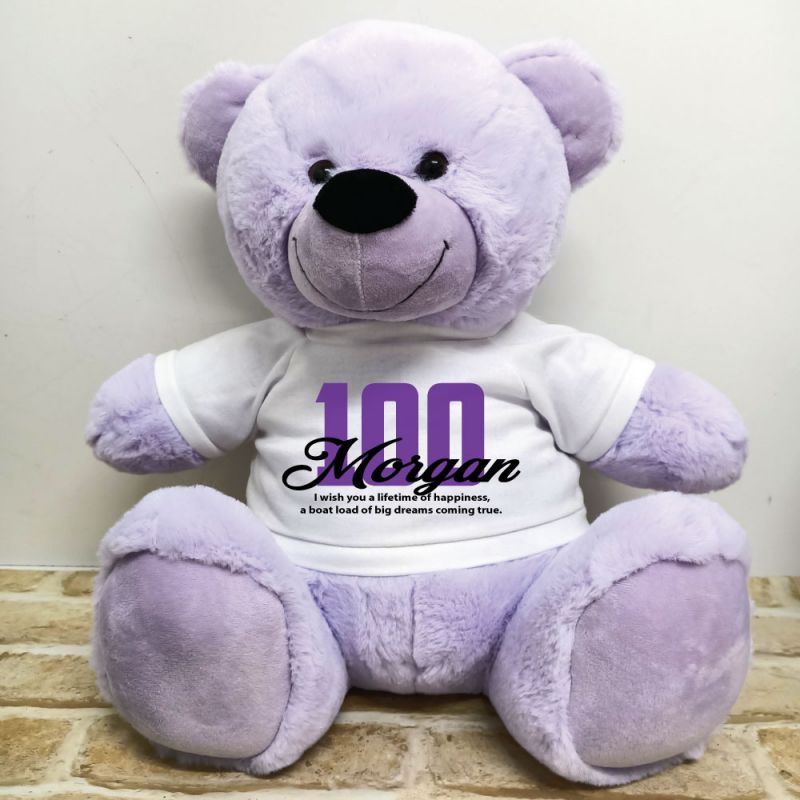 Personalised 40cm Lavender Bear 100th Birthday