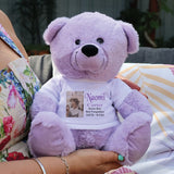 Personalised Memorial 30cm Lavender Teddy Bear with Photo Shirt