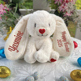 Easter White Bunny Love Plush with Message on Ears