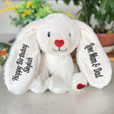 Birthday White Bunny Love Plush 22cm with Personalised Ears
