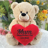 40cm Beige Bear Mothers Day Personalised Message on Heart