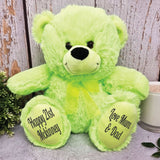 Lime Bear 30cm 21st Birthday Personalised Message on Feet
