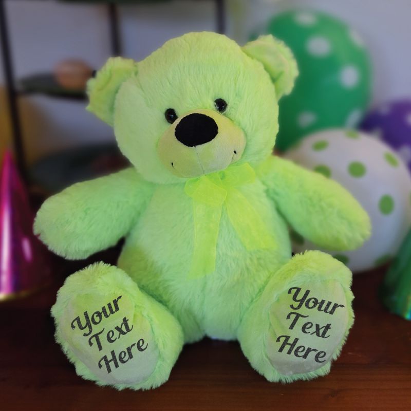 30cm Lime Bear Birthday Gift with Message on Feet