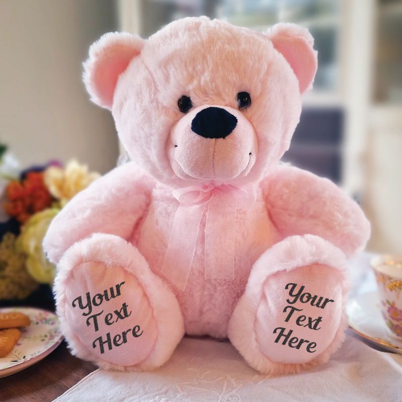 Light Pink Bear 40cm – Custom Message on Feet