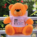 Personalised Memorial 40cm Orange Teddy Bear with Photo Shirt