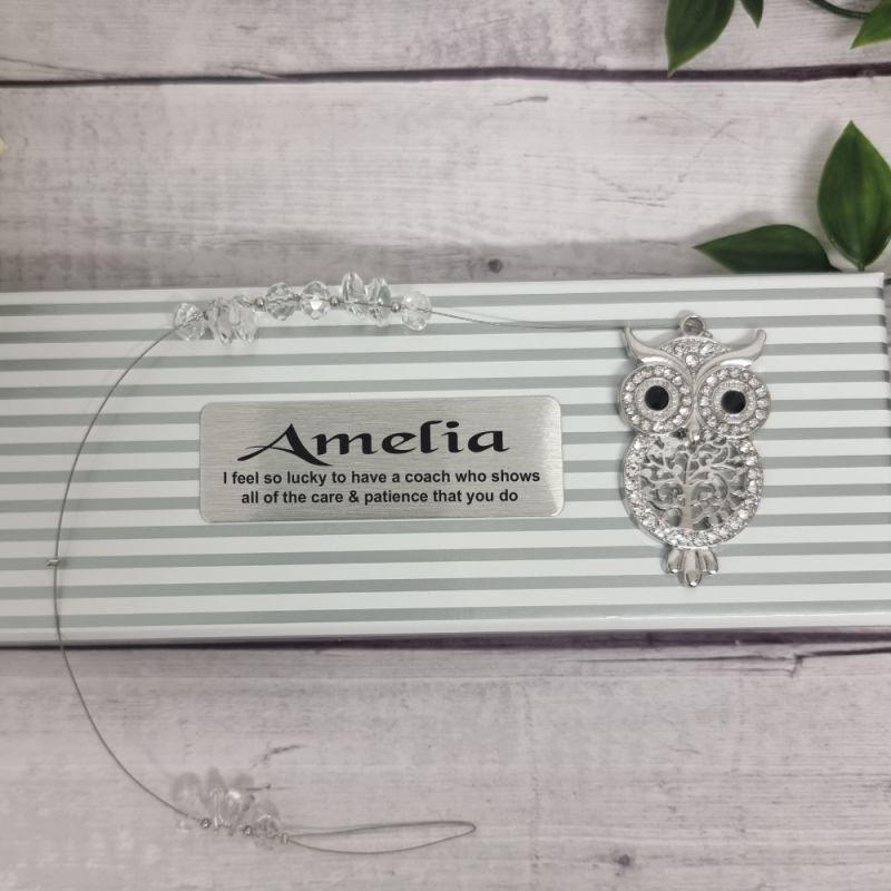 Personalised Owl Suncatcher with Diamonte – Coach