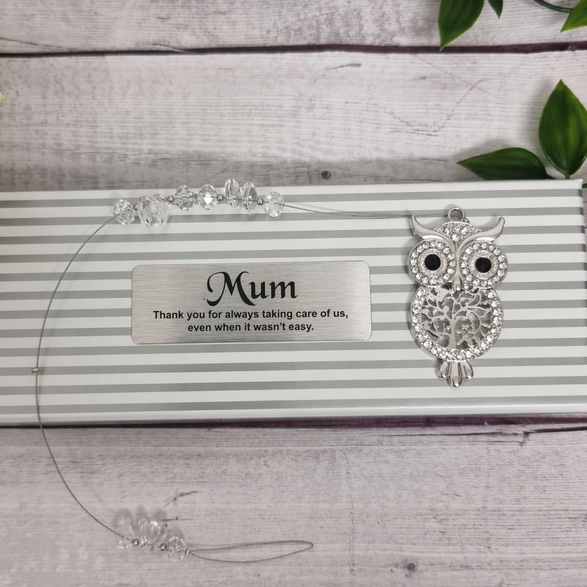 Mum Personalised Suncatcher - Owl with Diamonte