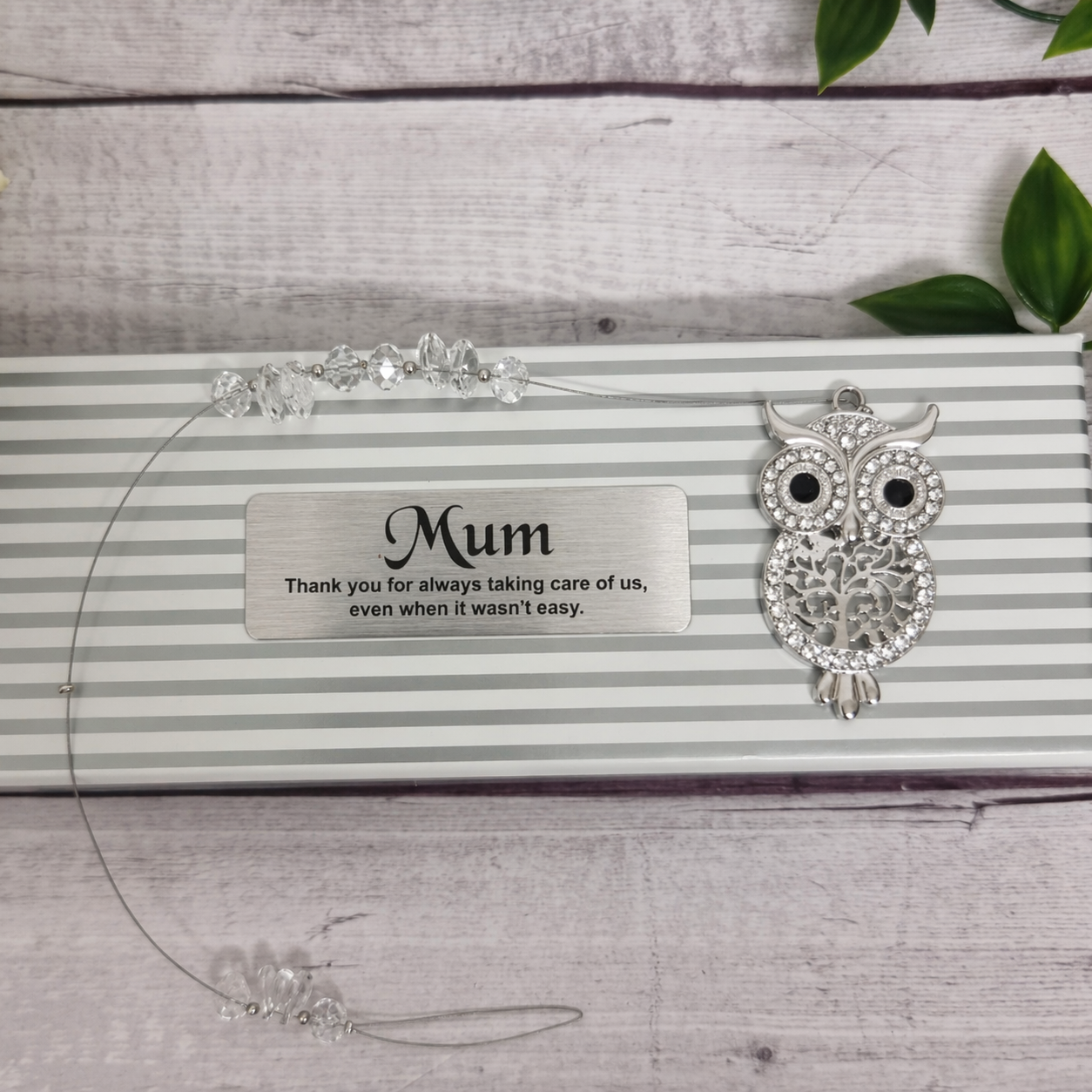 Mum Personalised Suncatcher - Owl with Diamonte