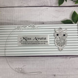 Personalised Owl with Diamonte Suncatcher – Teacher