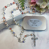White Ceramic Rosary Beads Gift Box with Personalised Plaque – Religious Keepsake Gift