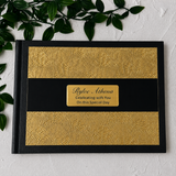 Personalised Guest Book Black Gold Embossed A5