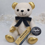 Personalised Gold Accents Signature Bear Graduation Gift with Badge Black Bow