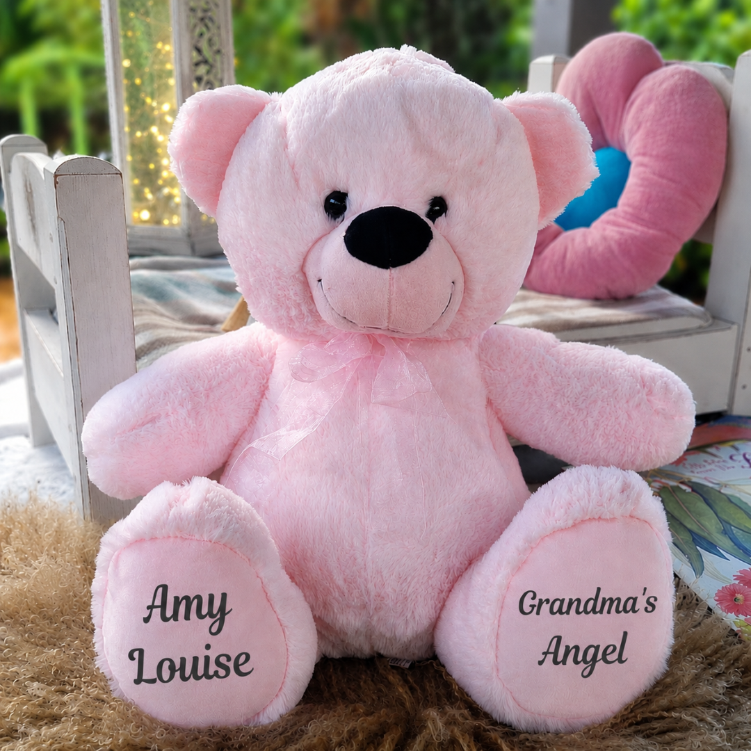 Light Pink Bear 40cm Grandma Gift with Message on Feet