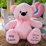 40cm Light Pink Bear Ring Bearer – Message on Feet