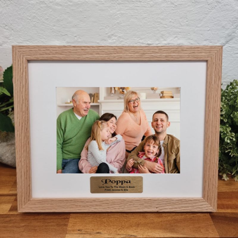 Personalised Natural Timber Photo Frame for Poppa