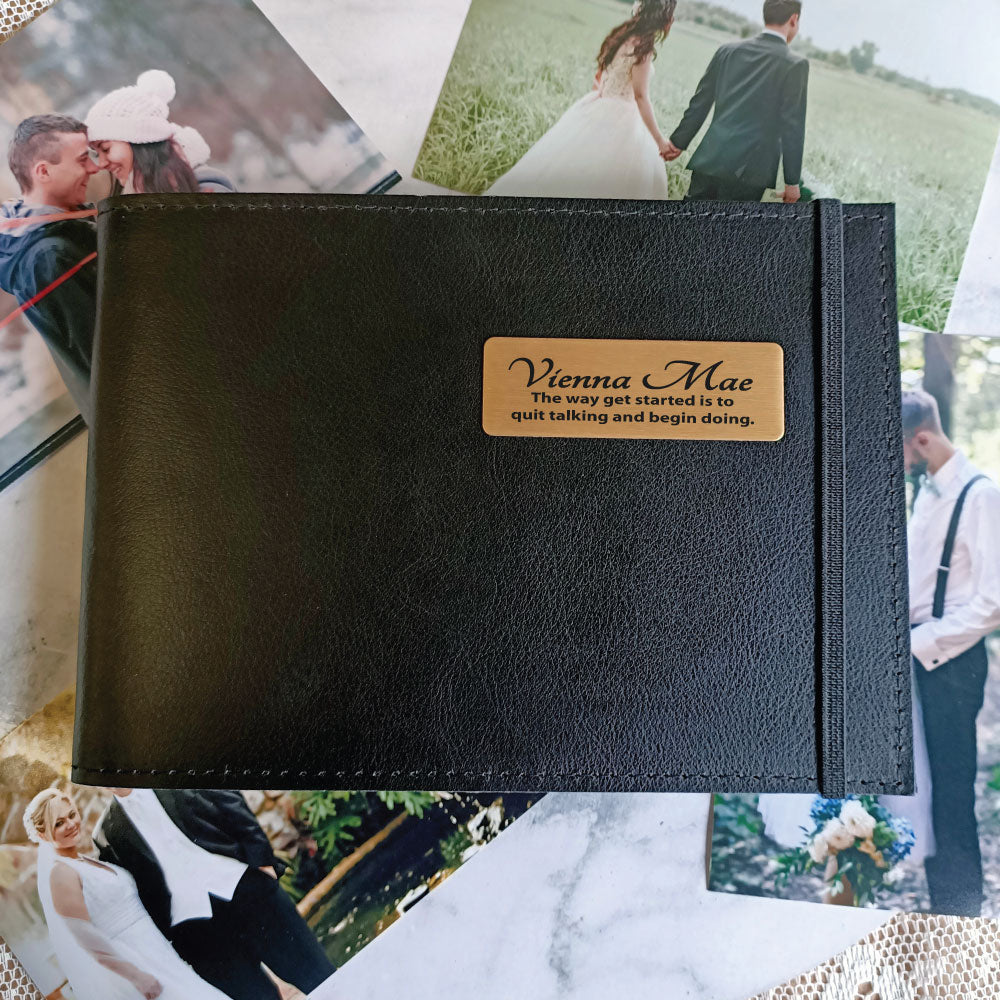 Custom Personalised Black Brag Book 5x7 with Plaque