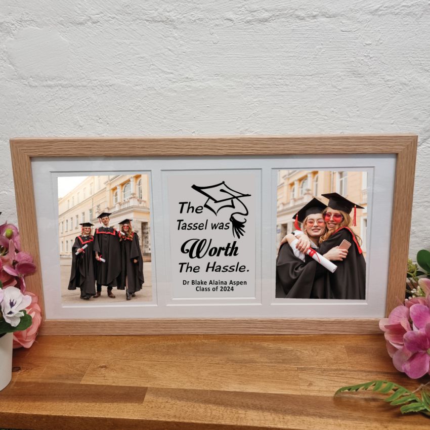 Graduation Gallery Photo Frame Typography Print 4x6 Natural Wood