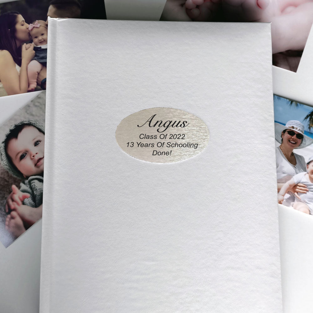 Graduation Album with Personalised Plaque White Glamour 300 Photos
