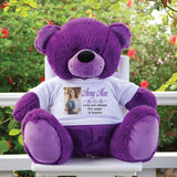 Personalised Memorial 40cm Purple Teddy Bear with Photo Shirt