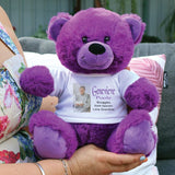 Personalised Memorial 30cm Purple Teddy Bear with Photo Shirt