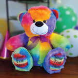 Personalised 40cm Rainbow Bear with Custom Feet Message
