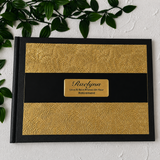 Retirement Personalised Black & Gold Embossed Guest Book with Custom Plaque