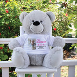 Personalised Memorial 40cm Silver Teddy Bear with Photo Shirt