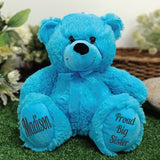 Bright Blue Bear 40cm Big Sister Personalised Message on Feet