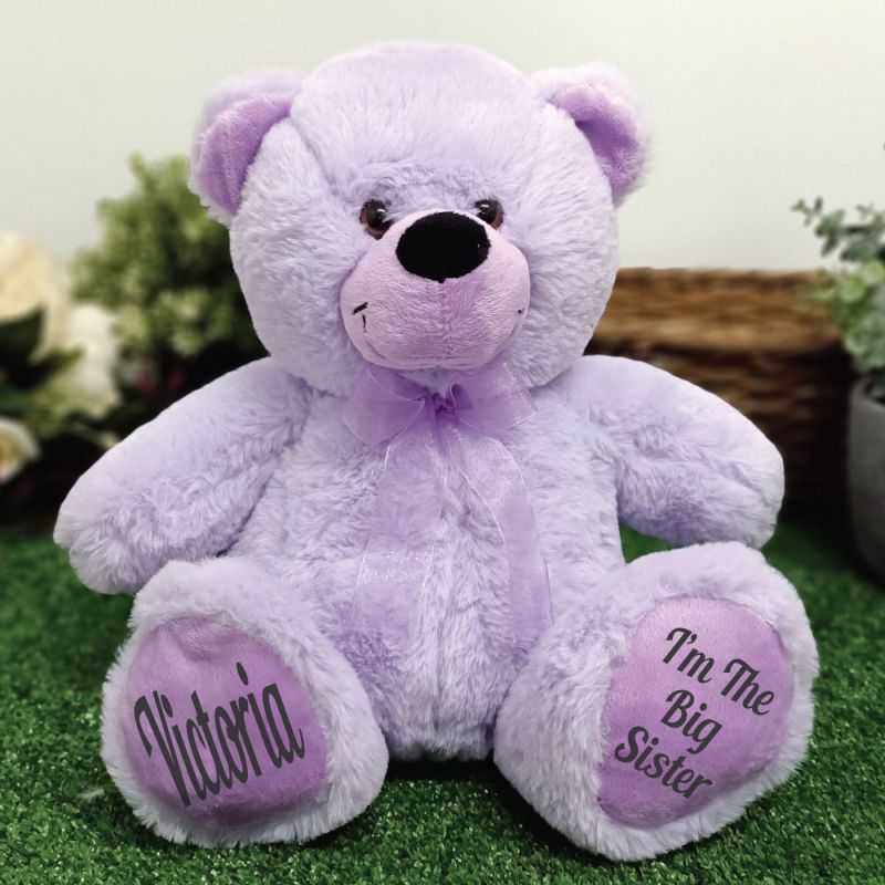 Personalised Lavender Bear 30cm Big Sister Message on Feet