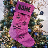 Christmas Stocking – Personalised Purple Velvet Snowflakes Design