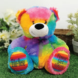 30cm Rainbow Bear Flower Girl Gift with Message on Feet